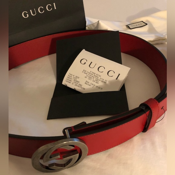 GUCCI Interlocking G Logo Leather Belt - Picture 4 of 6